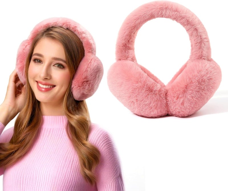 Eyegla Winter Ear Muffs Women Adjustable Fuzzy Earmuffs Faux Fur Ear Warmers Foldable Ear Covers for Cold Weather - Image 1
